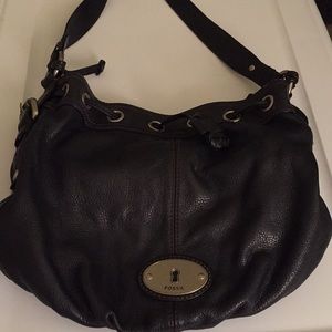 Black Fossil purse with drawstring closure